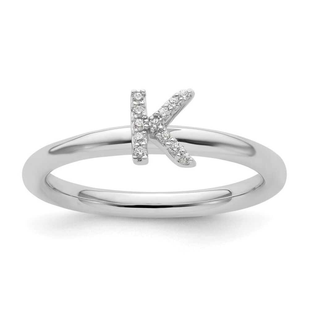 Kazi Luxury 14k White Gold Stackable Diamond Init… - image 1